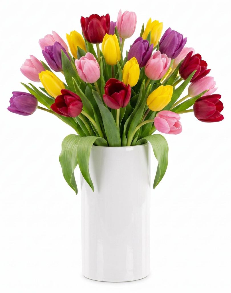 Witte, ronde keramische vaas, 20 cm hoog, glad en glanzend, Productafbeelding 