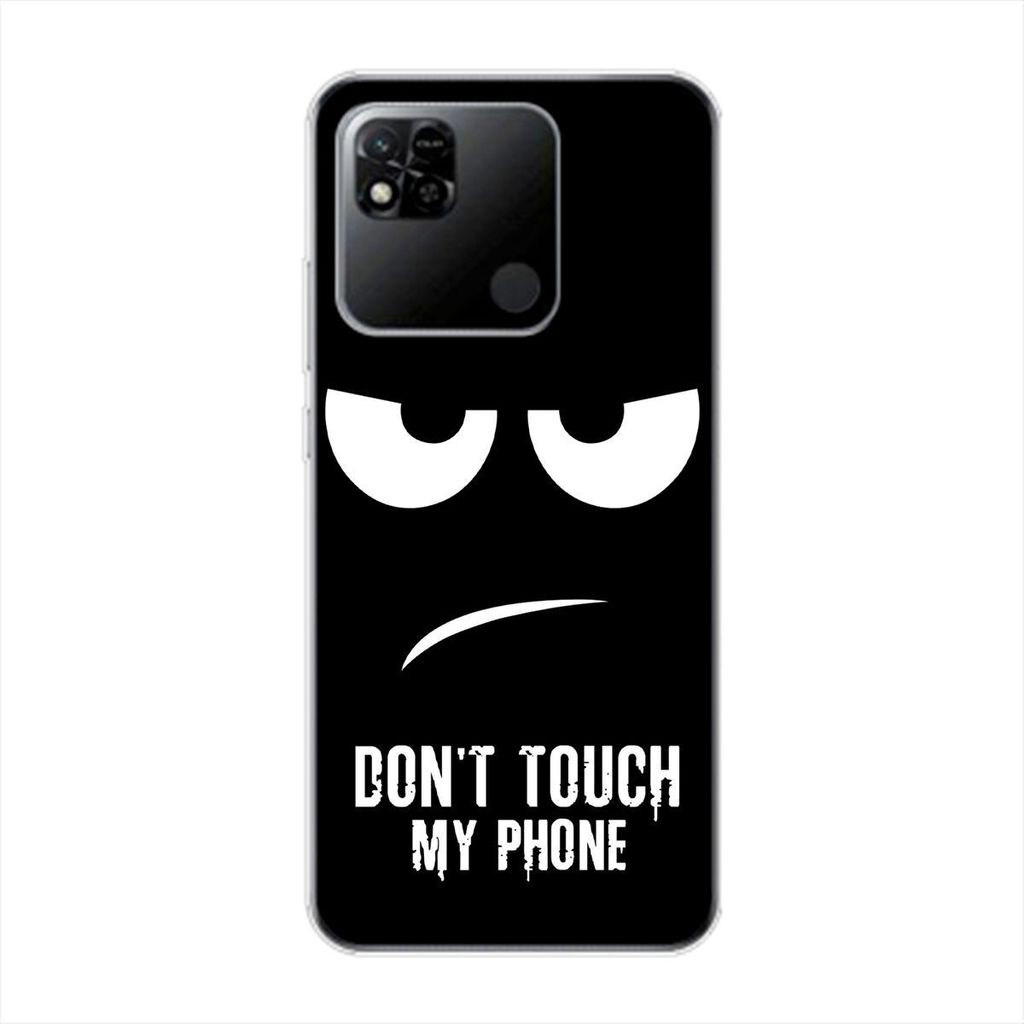 König Design Hülle kompatibel mit Xiaomi Redmi 10A Kunststoff Soft Handyhülle - Handy Case Dont Touch My Phone Schwarz