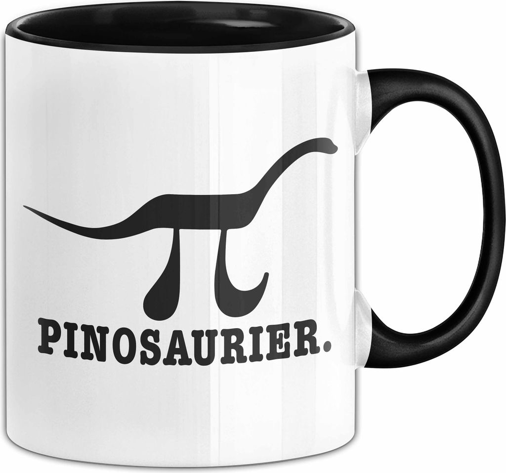 Pinosaurier Pi + Dinosaurier Tasse Geschenk Lustiger Mathe Becher (Schwarz)