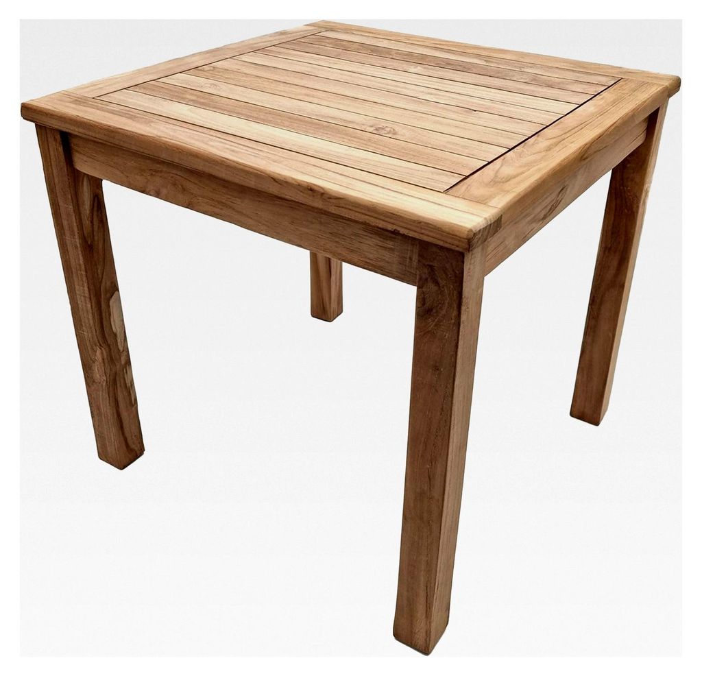 Beistelltisch aus Teakholz 50 cm - unbehandelt - Kleiner Gartentisch aus Massivholz für Garten, Terrasse, Balkon, Pflanzen und Dekoration