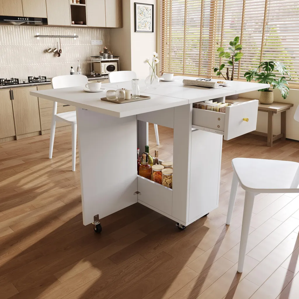 Table à manger pliable Merax : solution contre l'encombrement blanche