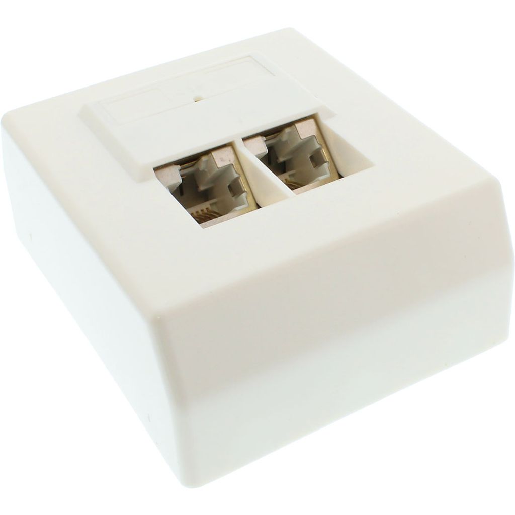 InLine Cat.5e Anschlussdose, AP 2x RJ45 Buchse, RAL 9010, weiß