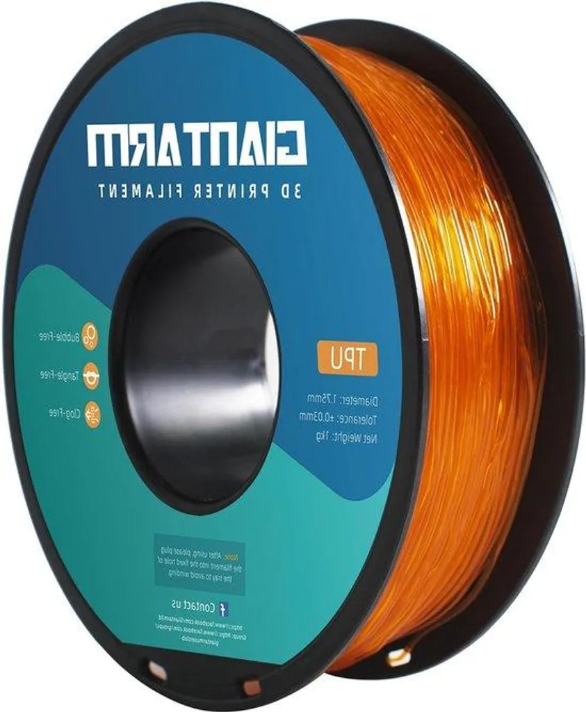 Filament TPU 1.75 mm Orange Transparent pour Imprimante 3D - Bobine 1kg