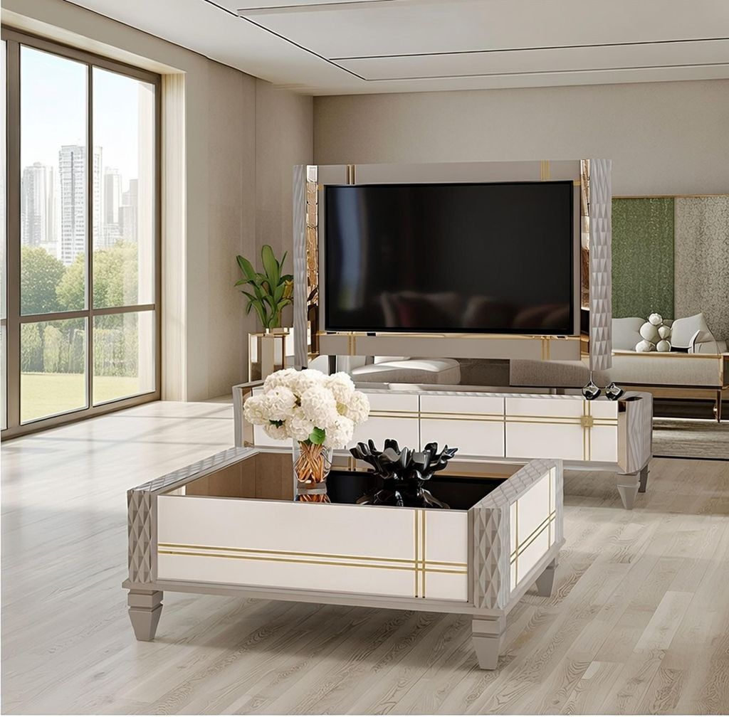 r Couchtisch und TV-Lowboard in Weiß und Silber für Ihr Zuhause