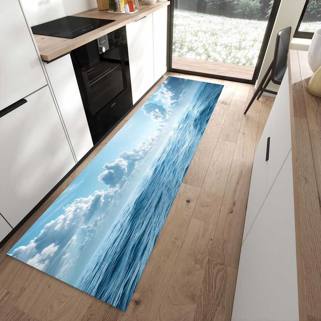 Küchenteppich 80x280cm rutschfest & abwischbar PVC Läufer - Meerblick