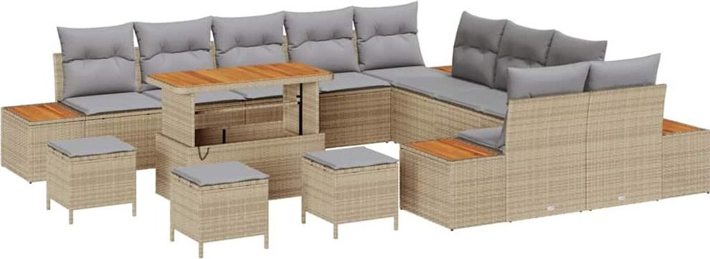 Gartensofa-set 14 pcs Beige Poly-Rattan