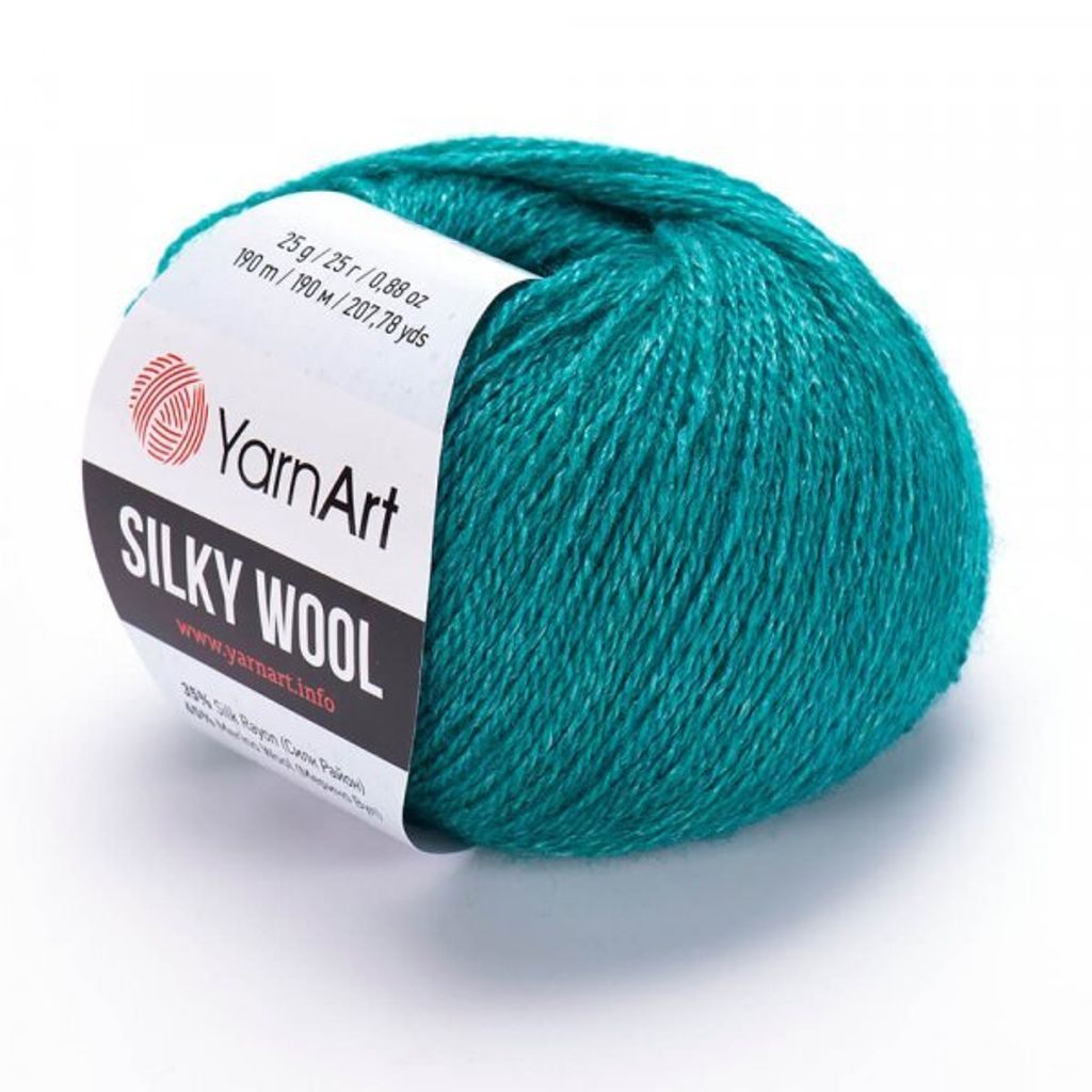 YarnArt Silky Wool 339 Smaragd – s Merinogarn mit Seide, weich & edel – Perfekt für elegante Strickprojekte, 25g