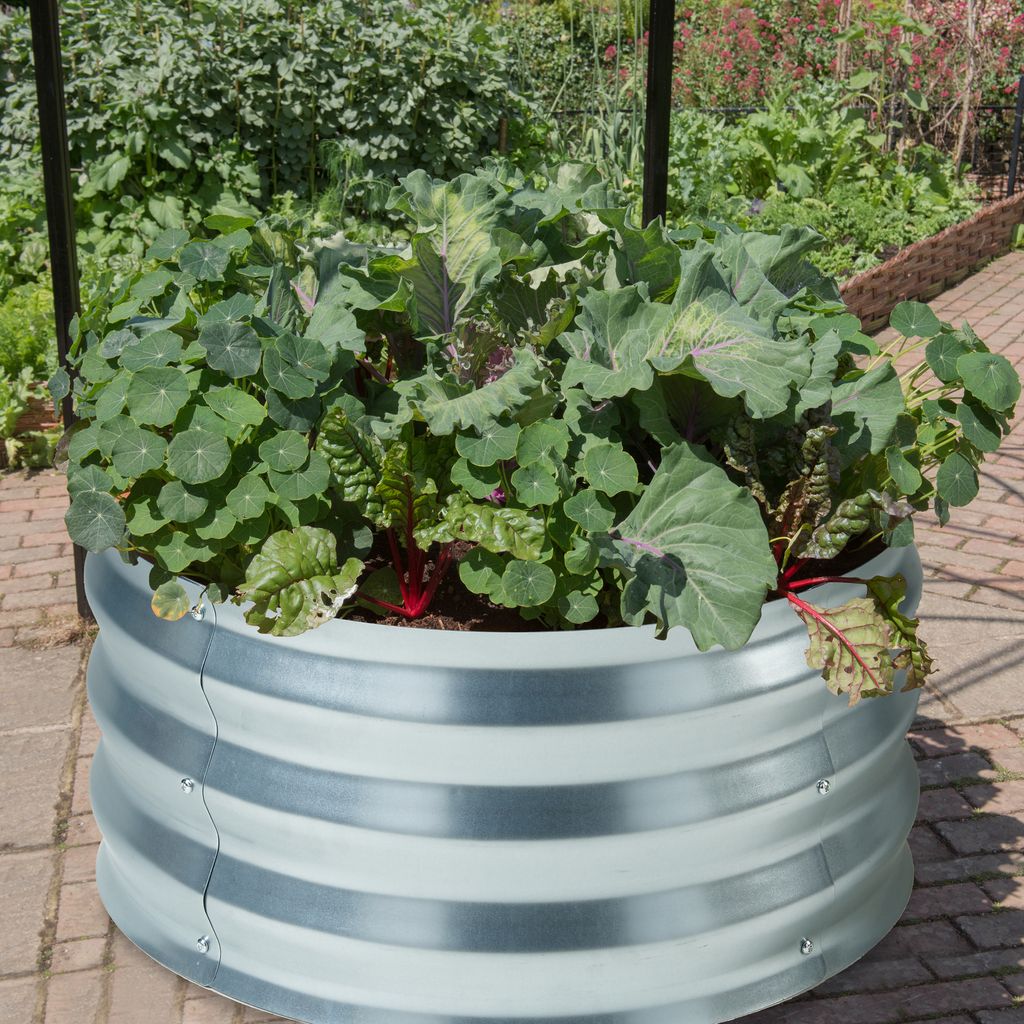 Pflanzbeet ‘Andrano’ verzinkter Stahl rund Ø61 x 30,5 cm Silberfarben