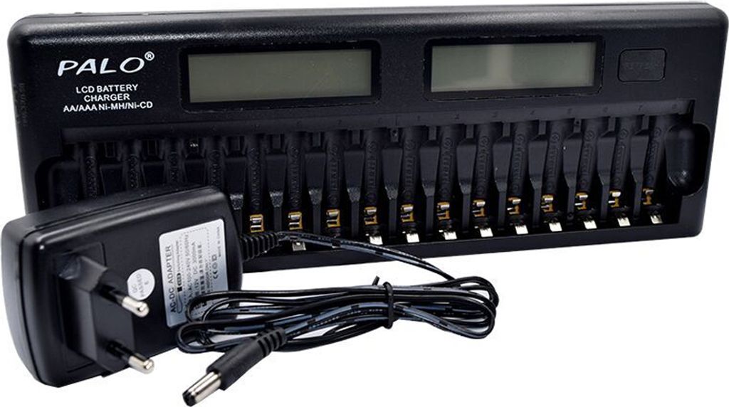PALO PL-NC31 Universelles intelligentes Batterieladegerät Zwei 3-Zoll-LCD-Display Schnelles intelligentes Ladegerät mit 16 Batterieplätzen für ...