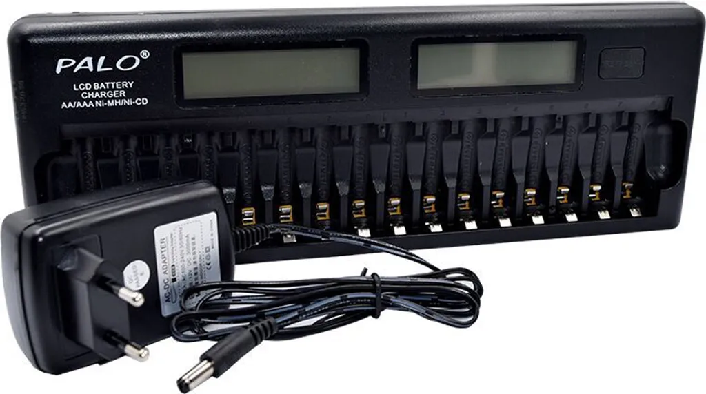 Station de Charge pour Piles Rechargeables 16 Baies avec Double Écran LCD 3"