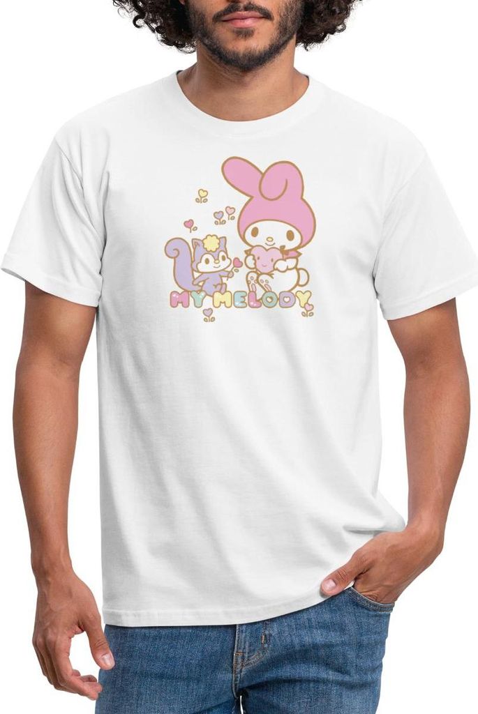 Spreadshirt My Melody Pflückt Mit Risu Herzblümchen Männer T-Shirt, M, Weiß