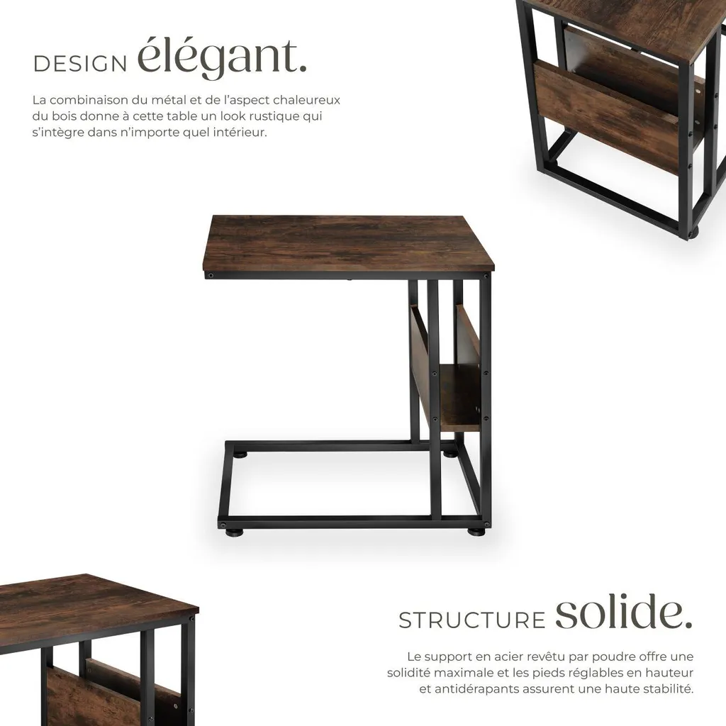 Petit meuble de rangement WIGAN - Table basse d'appoint style rustique