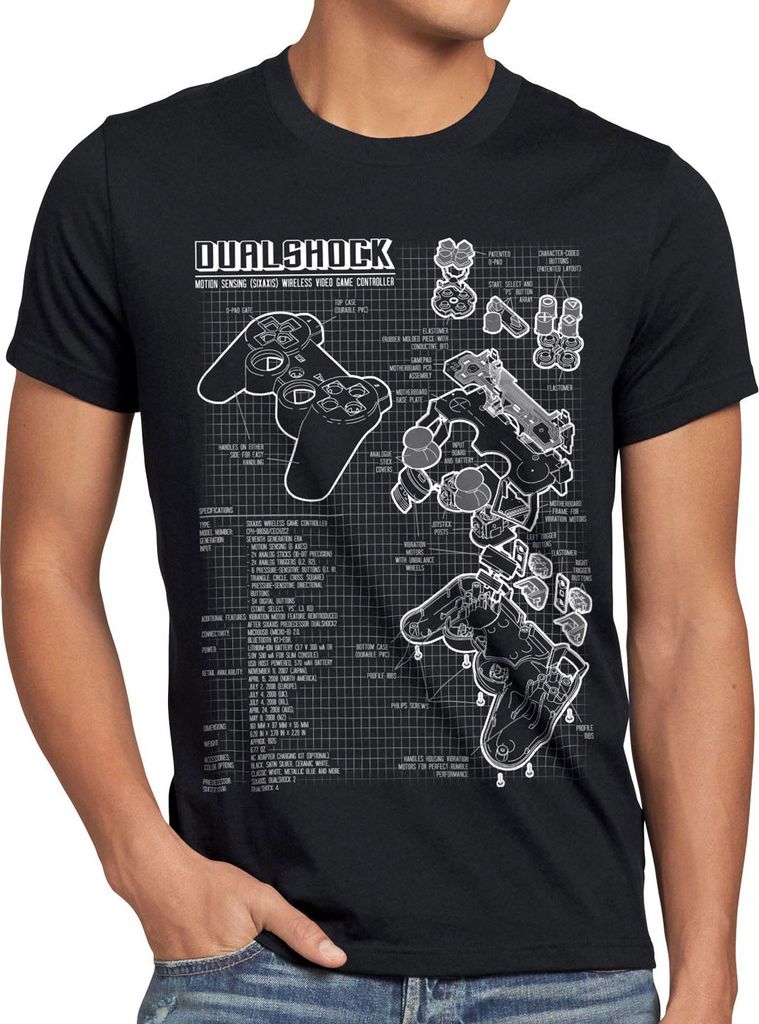 style3 PS1 Gamer Blaupause Herren T-Shirt PS gamepad konsole
