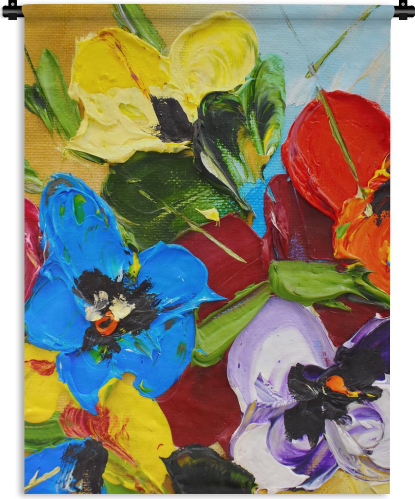 MuchoWow Wandteppich Wandbehang Ölfarbe - Malerei - Blumen 120x160 cm Tapisserie Dekoration Wandtuch - Wohnzimmer - Moderne