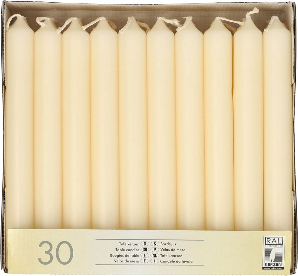 30 bougies de table Ø 2,1 cm - 19,6 cm crème Image du produit 