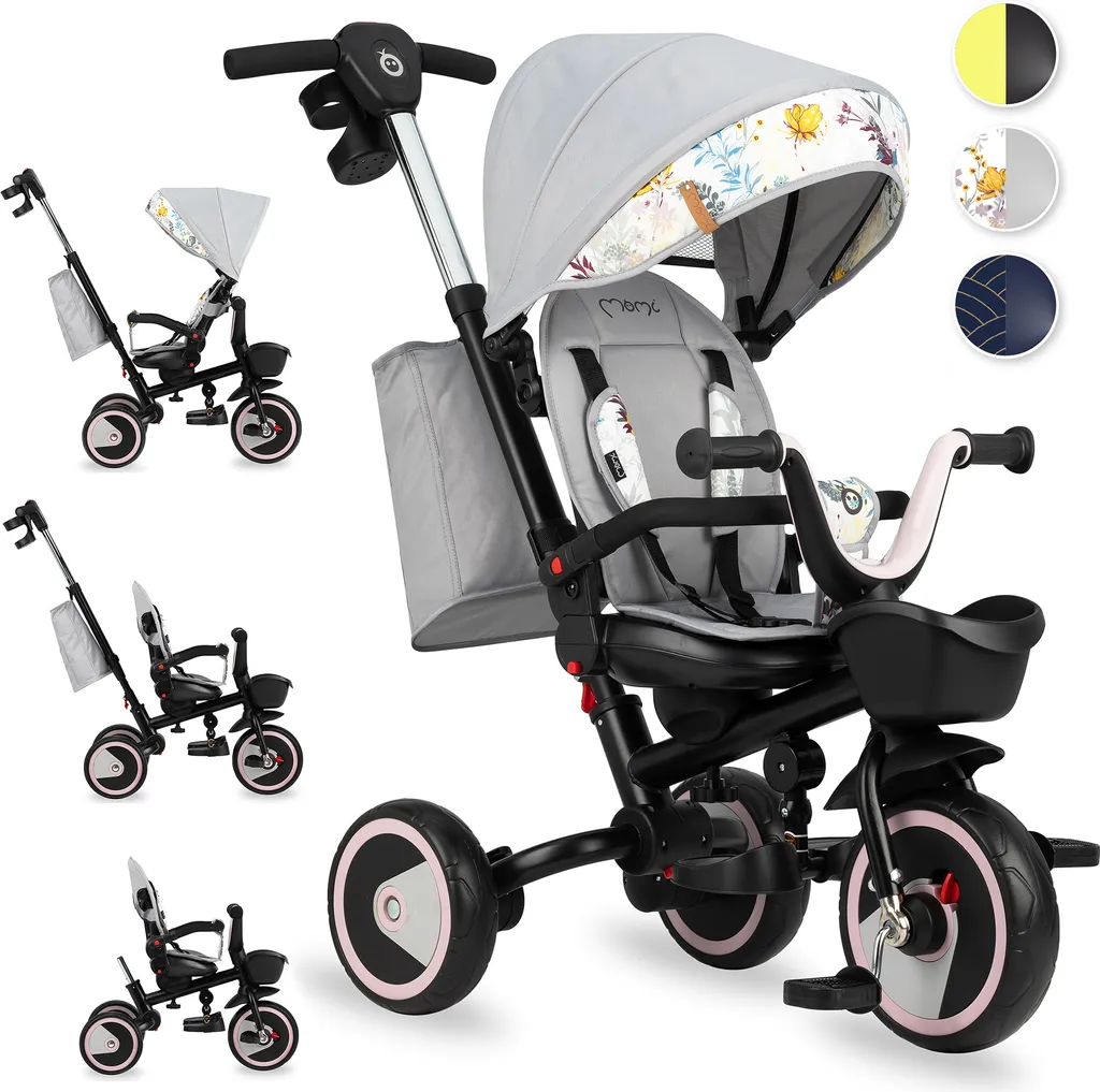 Tricycle MoMi INVIDIA Gris : Évitez l'Achat de Poussette avec ce 5 en 1