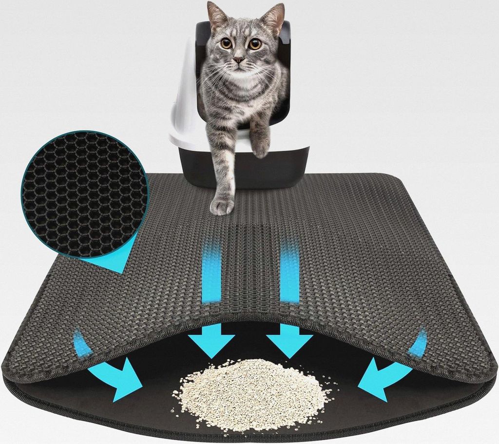 Katzenstreumatte, Anthrazit, 76 x 61 cm, wasserdichte Unterlage für Katzentoilette - Katzenmatte schützt den Boden vor Katzenstreu - Matte Katzenklo