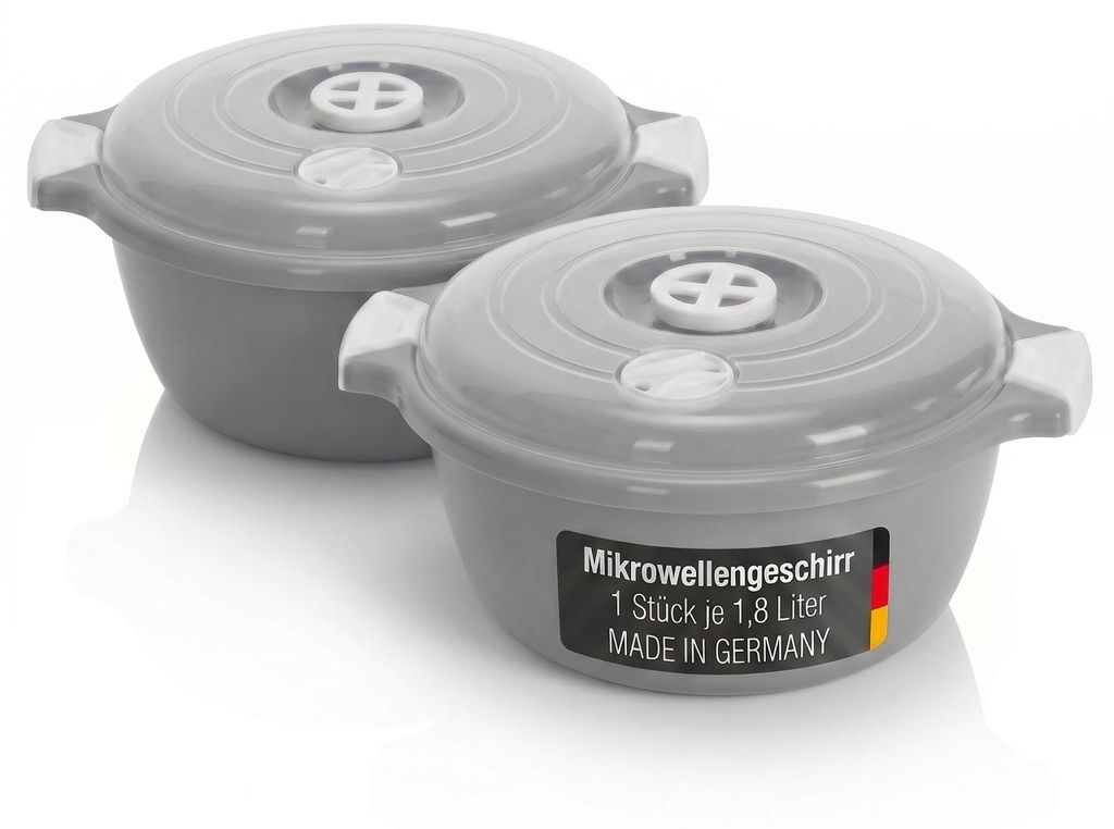 2 tlg. Mikrowellengeschirr Set Grau Mikrowellenschüssel mit Produktbild 