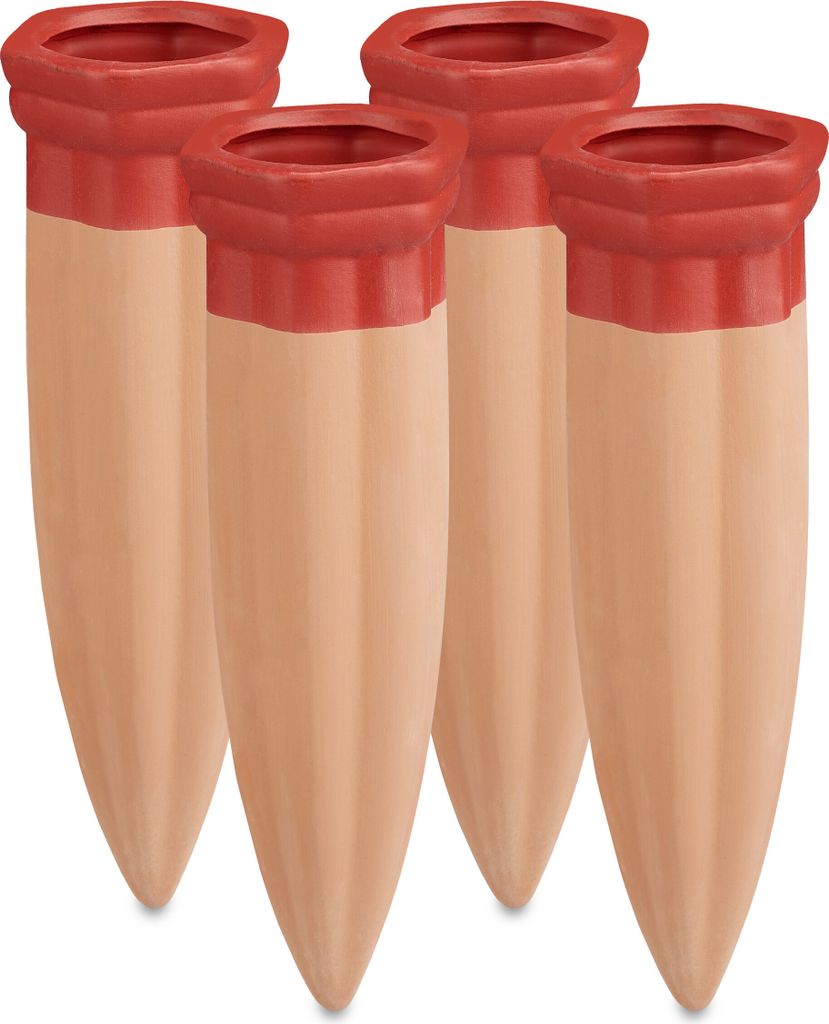 Relaxdays Punte in terracotta per innaffiare, set da 4 Immagine del prodotto 