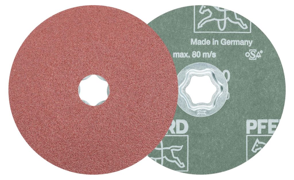 PFERD TOOLS COMBICLICK Korund Fiberscheibe Ø 125 mm A60 für universelle Anwendungen (10) 10 Stk