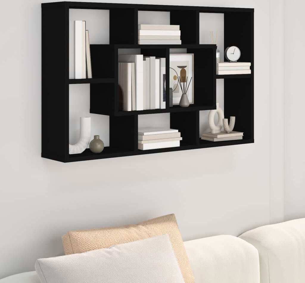 "im Angebot" Wandregal Schwarz 85x16x52,5 cm Holzwerkstoff - Beistellschrank CC20556