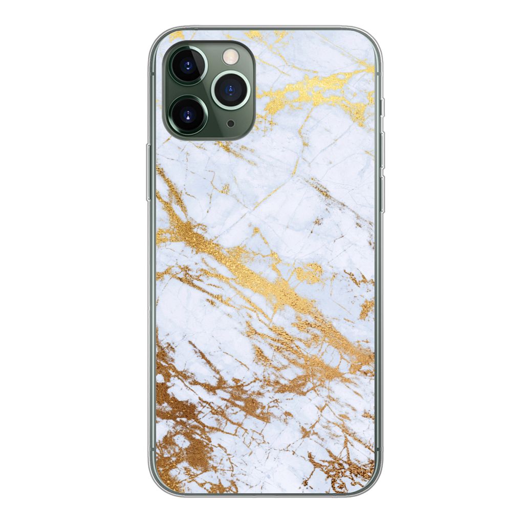 MuchoWow Handyhülle Schutzhülle Hülle für iPhone 11 Pro Marmor - Gold - Weiß - Luxe - Marmoroptik - Glitzer Silikon Softcase Handy Hülle - ...
