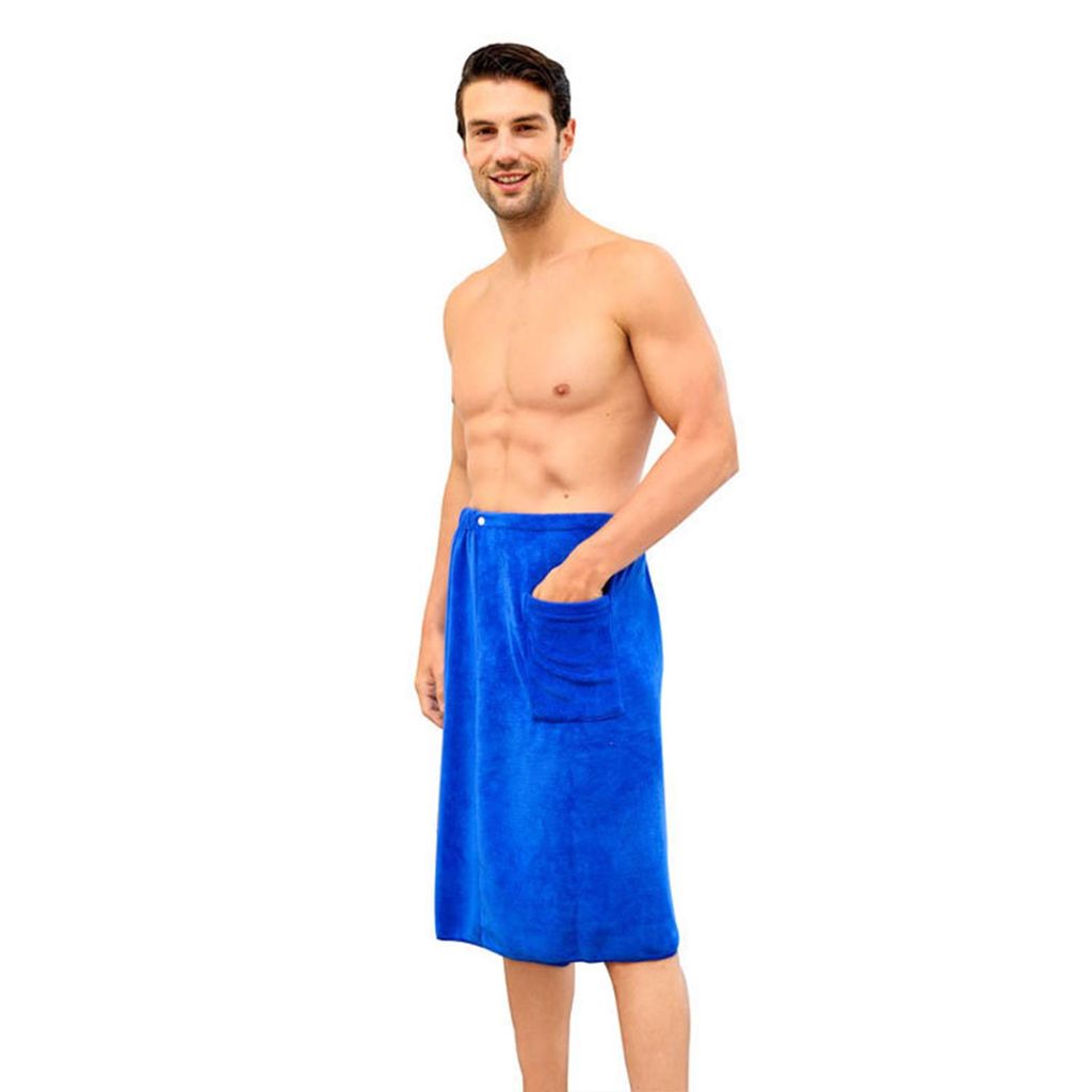 MODFU Saunatücher Herren Saunakilt Blau 70x140 cm, Schnelltrocknender Saunatuch für Männer, Leichter Bade- & Saunakilt, Saunatuch mit Tasche