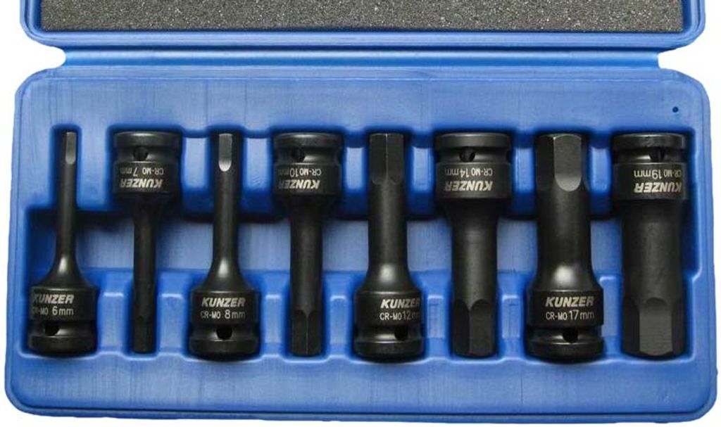 Kunzer Schlagschraubereinsätze 1/2", 8-tlg. Innensechkant 7SSH08