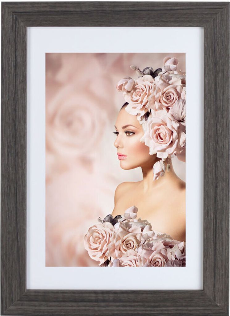 Bilderrahmen Holz Rahmen Plexi Acryl Collage Wanddeko Poster quadratisch S215 - Farbe: Grau | Format: 30x30