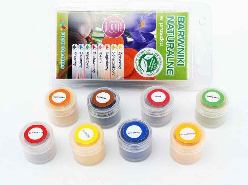 Set mit natürlichen Lebensmittelfarben in Pulverform Produktbild 