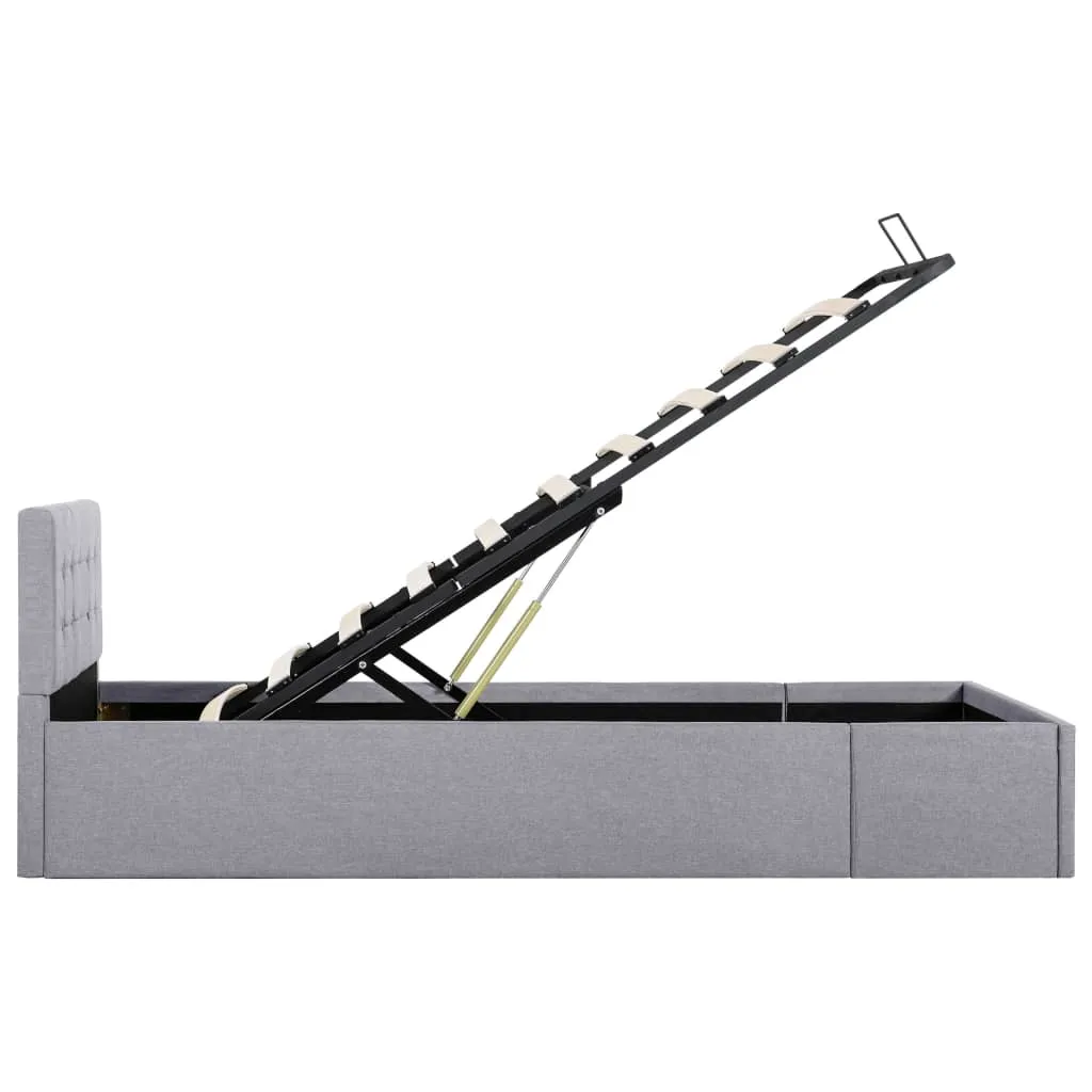 Lit relevable hydraulique gris clair 90x200 cm - Structure tissu solide - 7