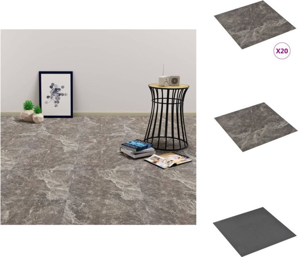 vidaXL PVC-Fliesen Selbstklebend 20 Stk. 1,86 m² Schwarz Marmor-Optik - Fußböden & Teppichböden
