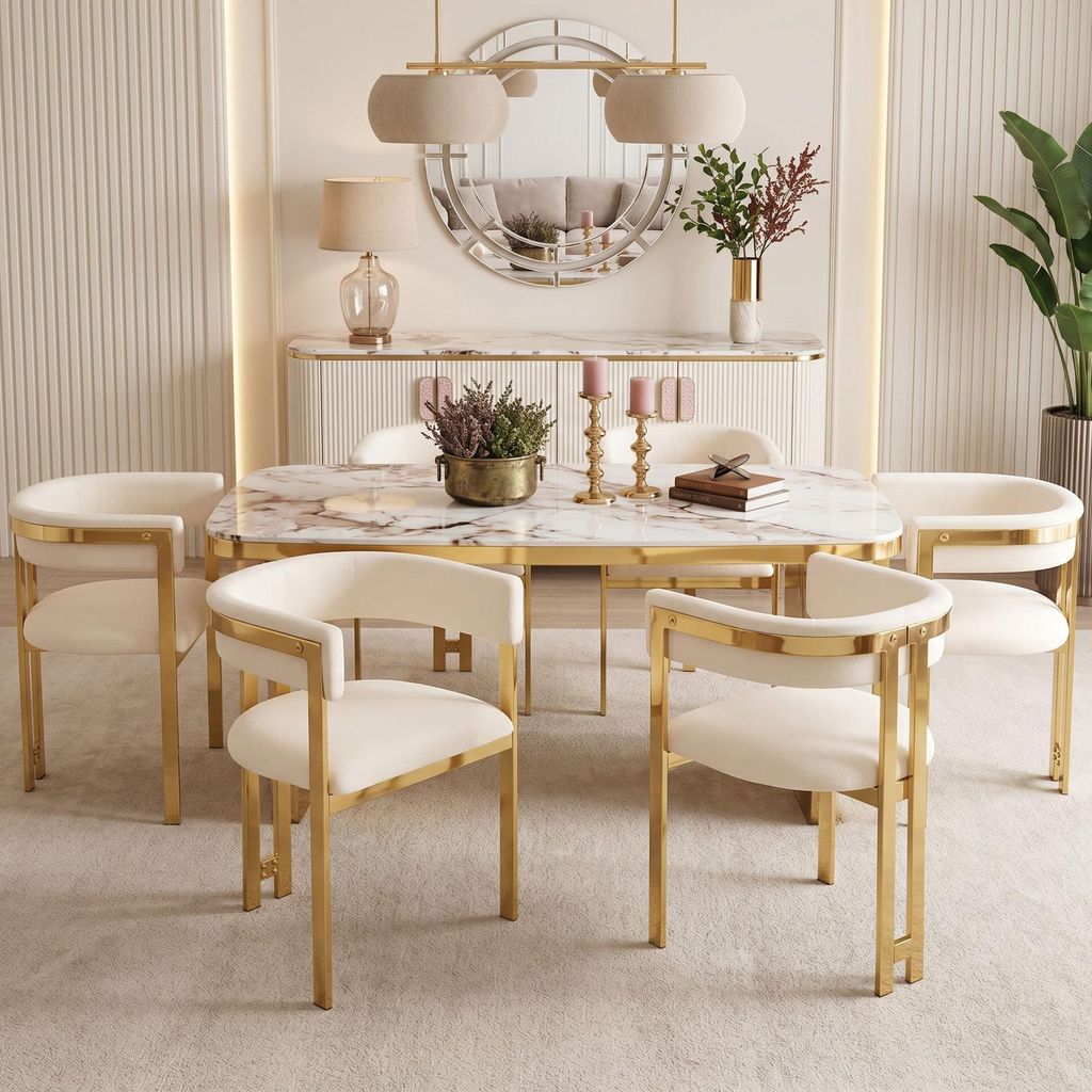 Six chaises de salle à manger modèle Flieks, avec des pieds Image du produit 