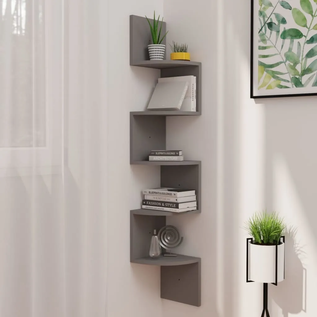 Meuble de rangement d'angle mural gris 123 cm de haut style chic