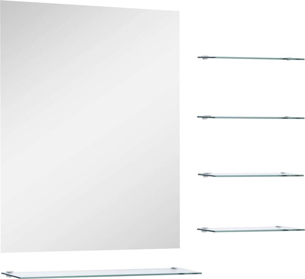 vidaXL Nástenné zrkadlo s 5 policami Strieborné 50 × 60 cm Obrázok produktu 