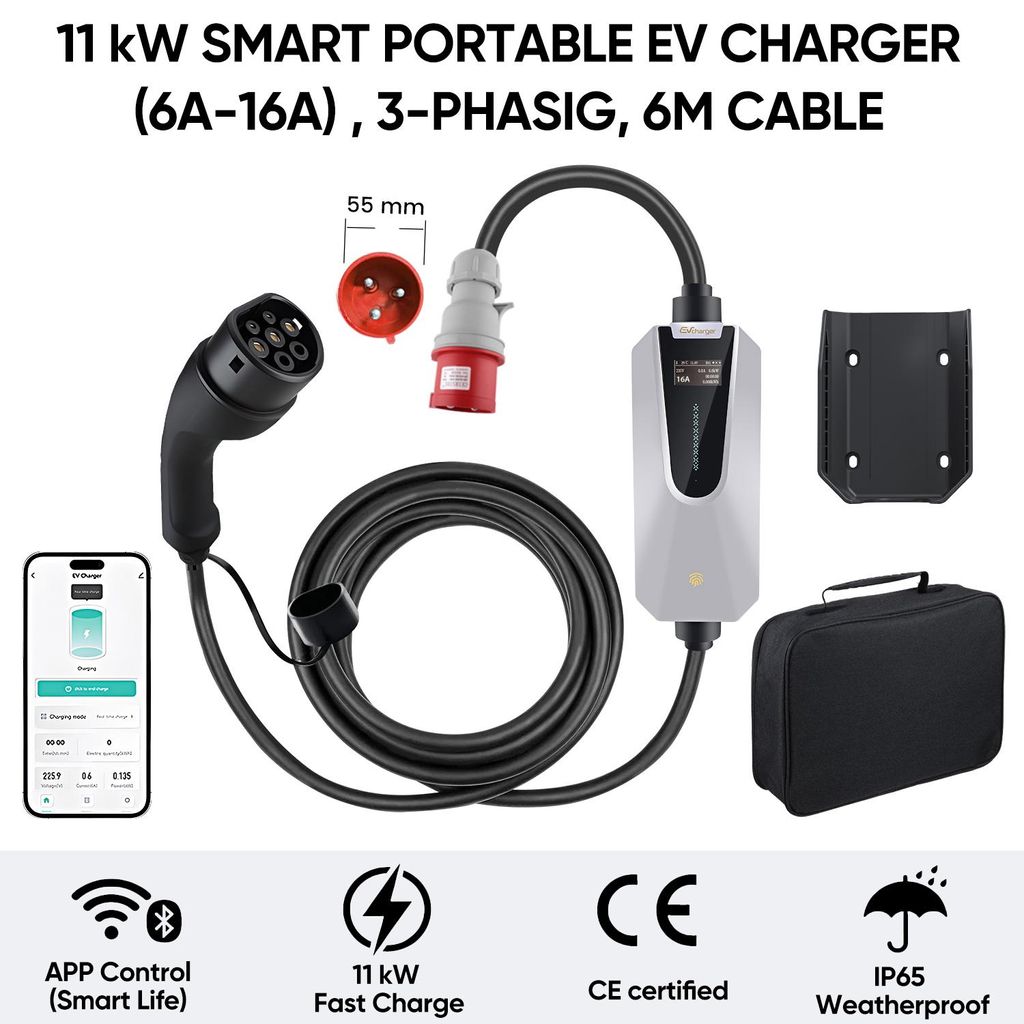 Nabíjačka pre elektromobily Junsun WIFI/APP, typ 2, 16A, Obrázok produktu 