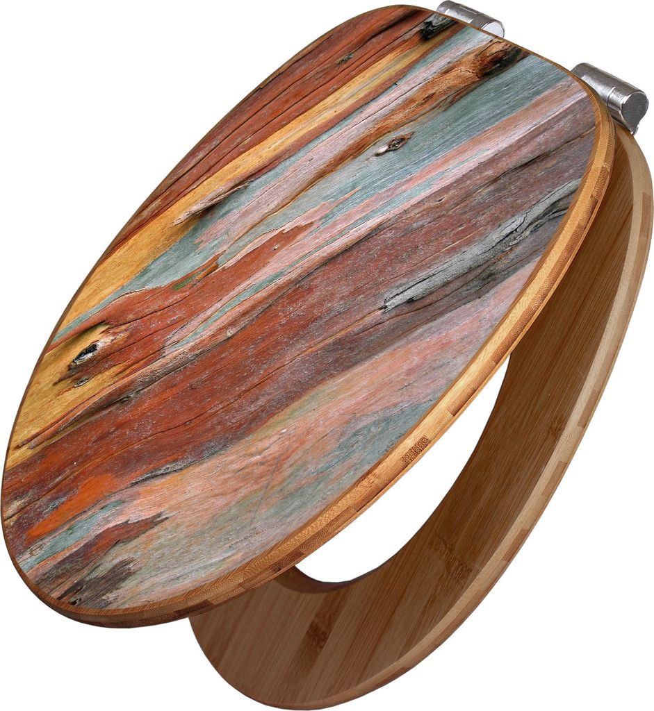 banjado Design WC Sitz Bambus Absenkautomatik - Coloured Wood - Toilettendeckel mit Absenkautomatik Holz/hochwertiger Bambus Klodeckel/WC-Sitz für...