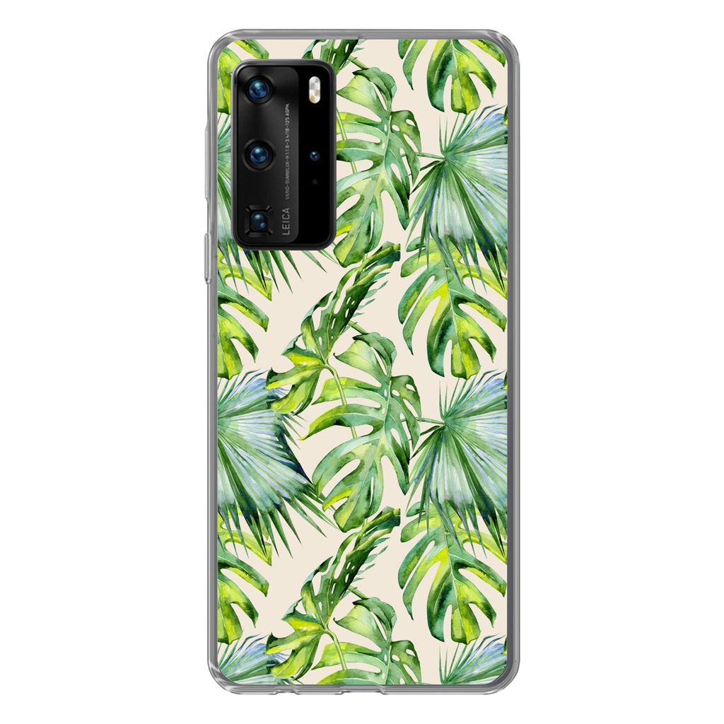 MuchoWow Handyhülle Schutzhülle Hülle für Huawei P40 Pro Blätter - Muster - Monstera Silikon Softcase Handy Hülle - Schutz