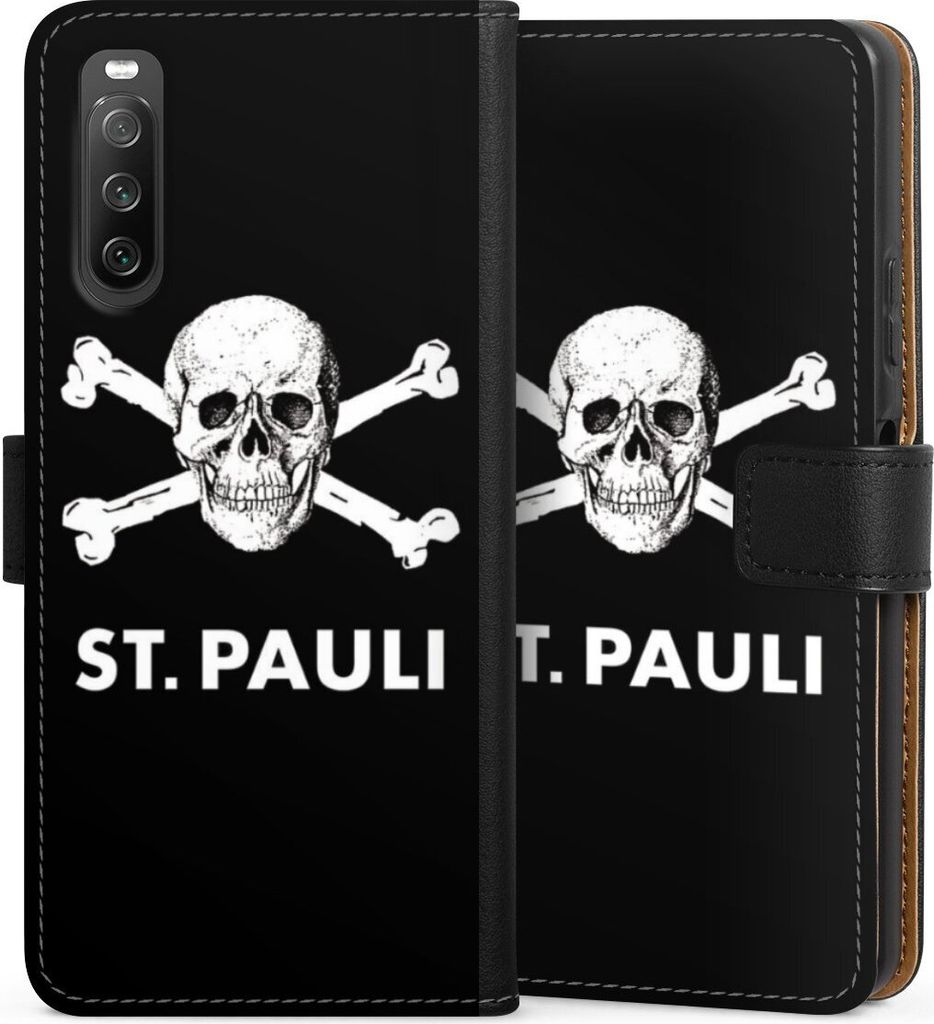DeinDesign Klapphülle für Sony Xperia 10 IV Handytasche Lederhülle Tasche FC St. Pauli Offizielles Lizenzprodukt Totenkopf