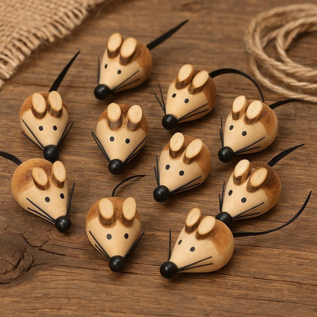Holz-Mäuse ca. 4 cm x 2,5 cm, 10 Stück, Handarbeit | Holz Produktbild 