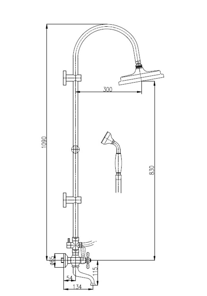 copy of MORAVA Wand-Badewannenarmatur in Chrom mit Handbrause RAV SLEZAK