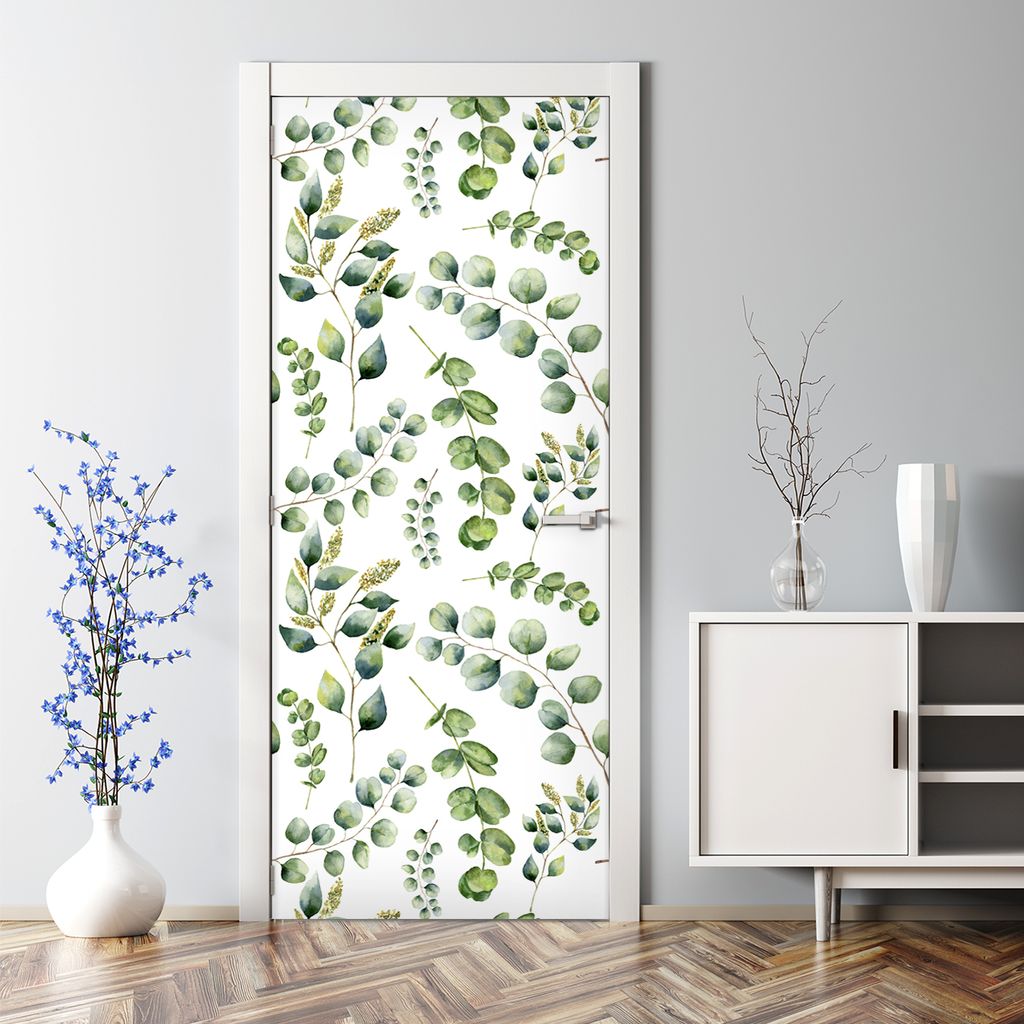 Dekorative Türposter Klebefolie selbstklebend Wandaufkleber Eukalyptus Exotisch 85 x 200 cm