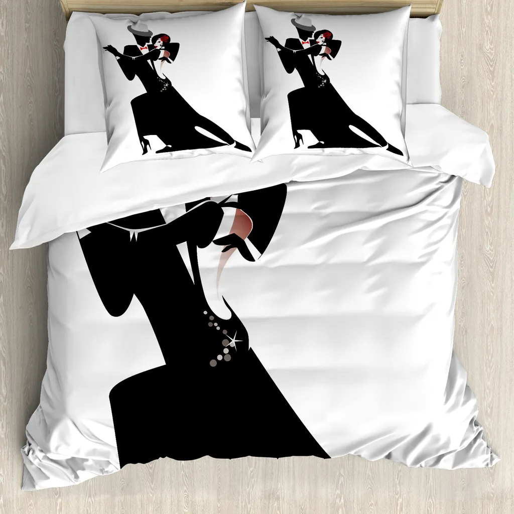 Copripiumino ABAKUHAUS 200x200 Ballerini Retro Bianco e Nero Antiacaro