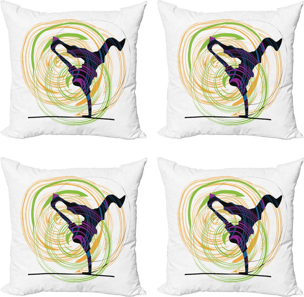 ABAKUHAUS HipHop Kissenbezug Set (4 Stück), Einzelne Handabbauarbeiten, Moderner Doppelseitiger Digitaldruck, 45 cm x 45 cm, Mehrfarbig