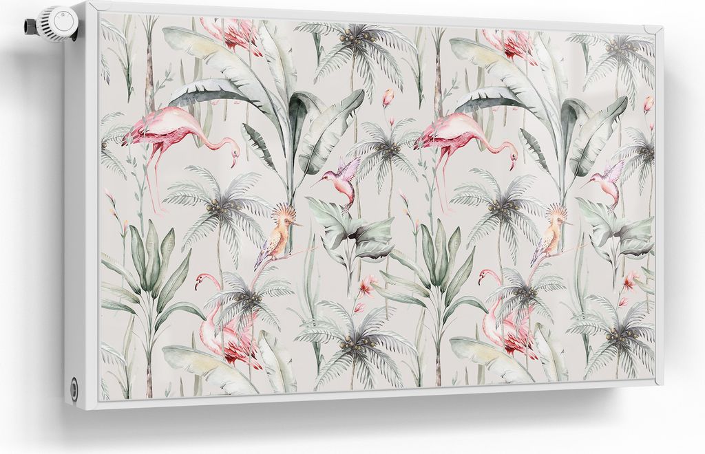 DEQORI Magnetmatte Heizung Standard 100x60 cm 'Flamingo Grünland' Magnetfolie
