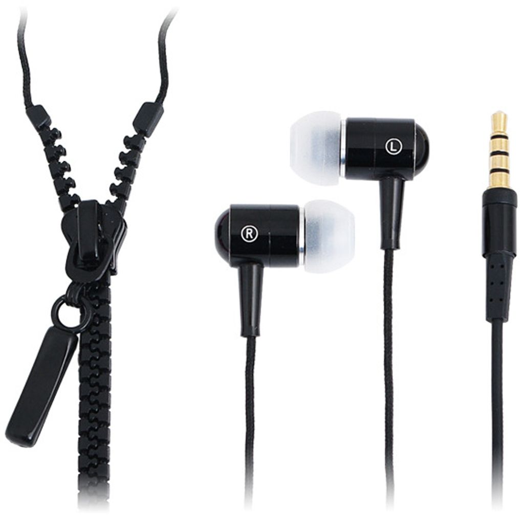 "Zipper" Stereo In-Ear Kopfhörer mit Mikrofon und Fernbedienung, Schwarz, LogiLink [HS0021]