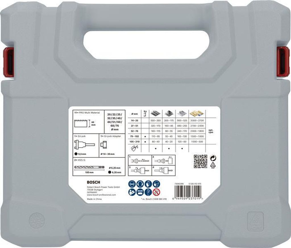 PRO Multi Material Lochsäge Q-Lock Halter-Set, 15-tlg.