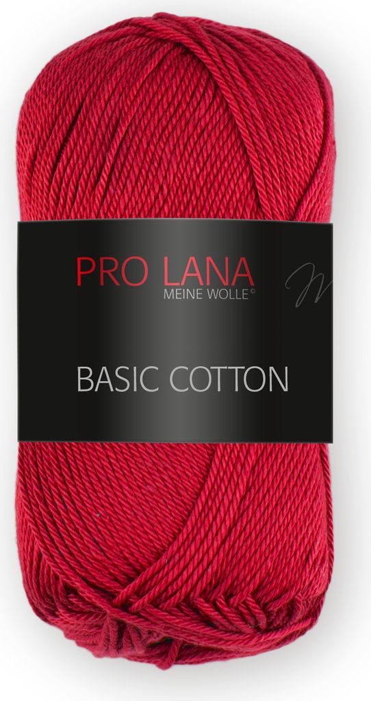 A ball of red yarn with a black label.