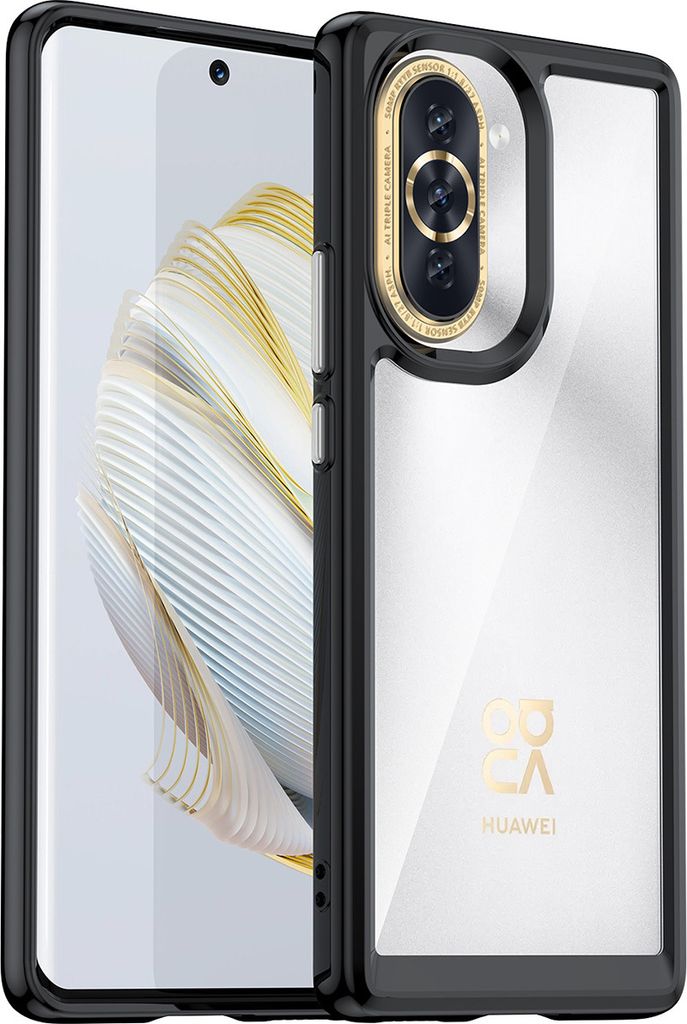 Huawei Nova 10 Hülle, Klar Rückseite Stoßfeste TPU Silikon Bumper Schutzhülle für Huawei Nova 10 Schwarz