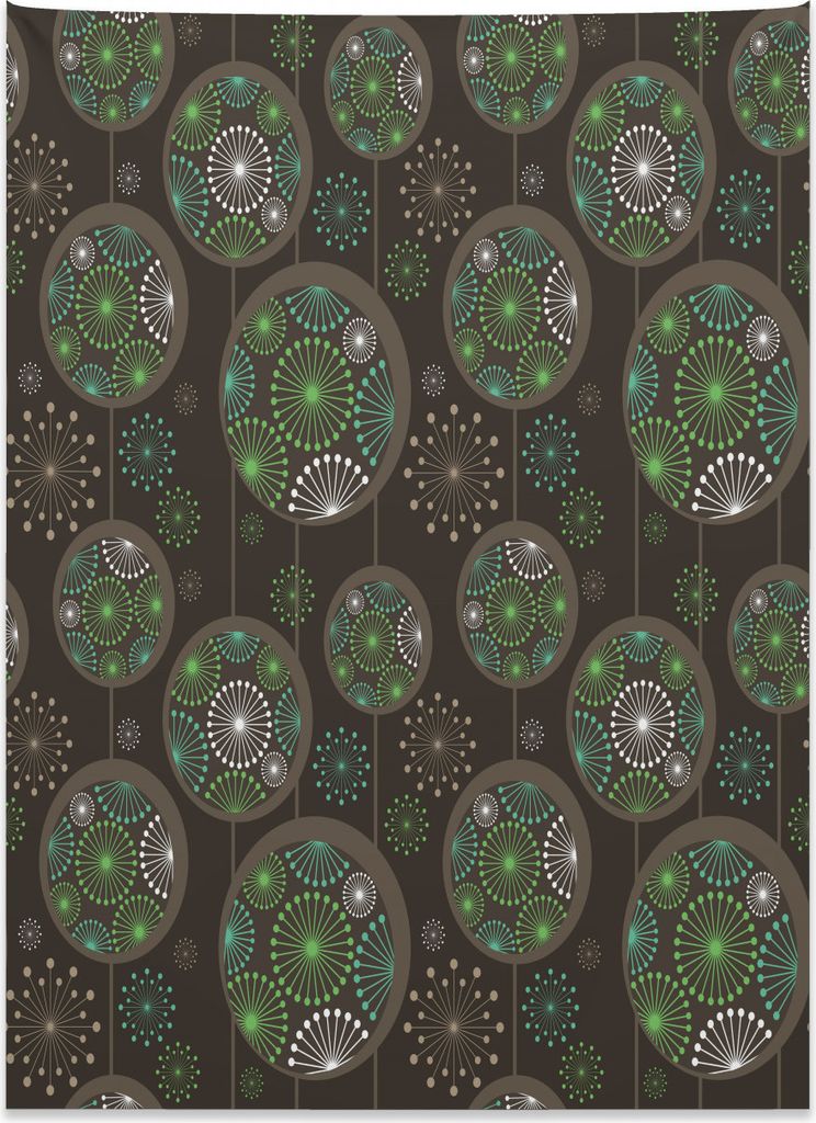 Abakuhaus Salbei Wandteppich, Abstrakte Löwenzahn-Blumen aus Weiches Mikrofaser Stoff Kein Verblassen Klare Farben Waschbar, 110 x 150 cm, Grün b...